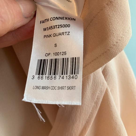 FAITH CONNEXION Women's S Crepe Silk Pink Quartz Shirt Skirt Asymmetrical Snap - Picture 10 of 11